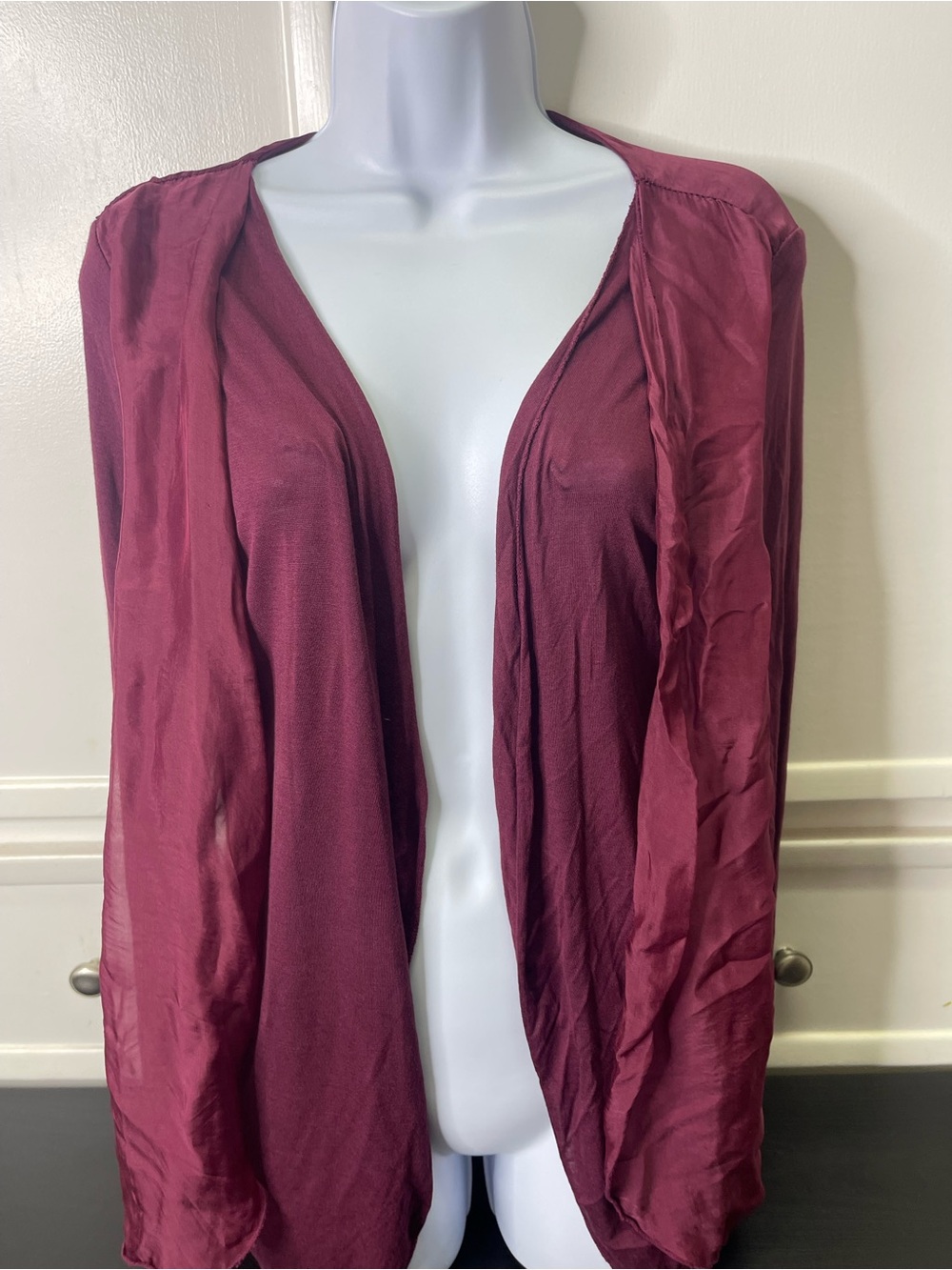 NWT Dimensions Wine Open Front Cardigan Made in Italy Size L